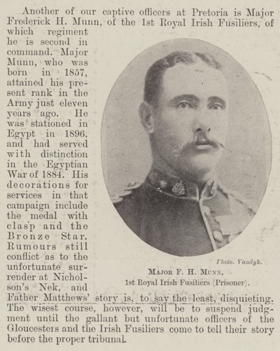 الرائد FH Munn ، 1st Fusiliers الملكي الأيرلندي (السجين) بواسطة مصور انجليزى