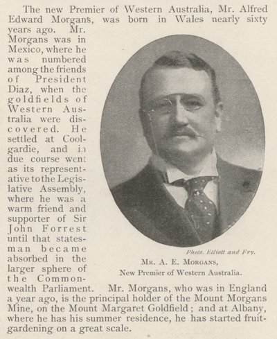 السيد AE Morgans ، رئيس وزراء غرب أستراليا الجديد بواسطة مصور انجليزى