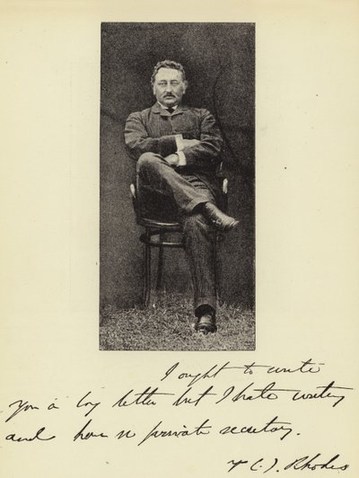 السيد Cecil J Rhodes ، رئيس وزراء كيب كولوني بواسطة مصور انجليزى