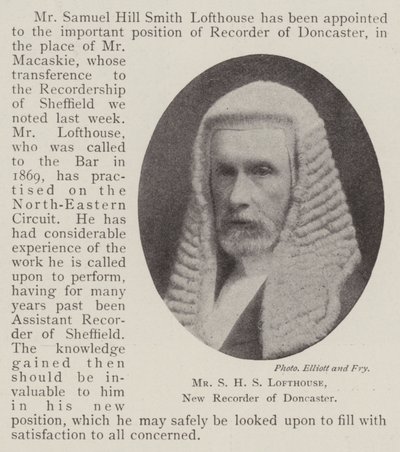 السيد SHS Lofthouse ، مسجل جديد من دونكاستر بواسطة مصور انجليزى