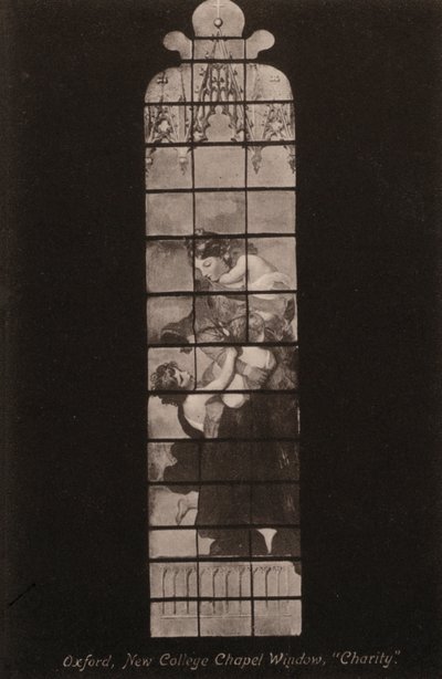 أكسفورد ، New College Chapel Window ، Charity (b / w photo) بواسطة مصور انجليزى