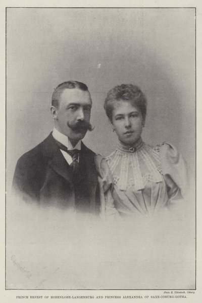 الأمير إرنست من Hohenlohe-Langenburg والأميرة ألكسندرا من Saxe-Coburg-Gotha بواسطة مصور انجليزى