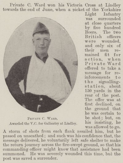 حصل Private C Ward على جائزة VC لـ Gallantry في Lindley بواسطة مصور انجليزى