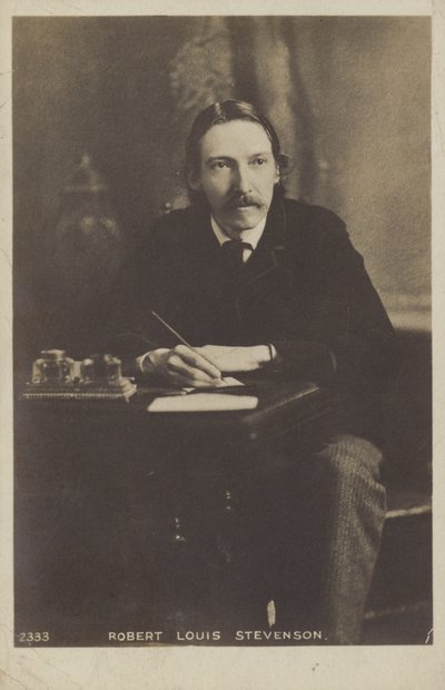 روبرت لويس ستيفنسون (1850-1894) ، روائي اسكتلندي ، شاعر وكاتب سفر بواسطة مصور انجليزى