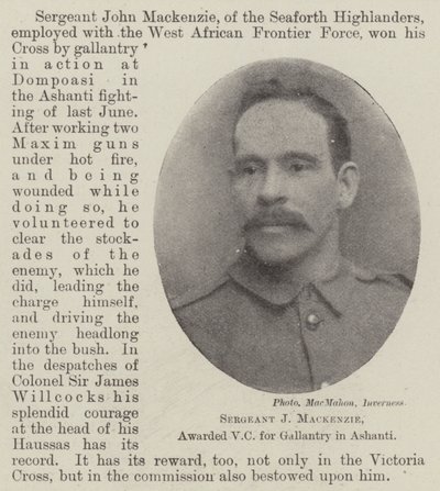 الرقيب J Mackenzie ، منح VC لـ Gallantry في Ashanti بواسطة مصور انجليزى