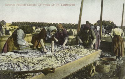 فرز المصيد ، Great Yarmouth (صورة ملونة) بواسطة مصور انجليزى