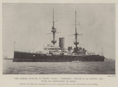 The Coming Durbar في دلهي ، HMS Renown ، الذي سينقل دوق كونوت إلى الهند بواسطة مصور انجليزى