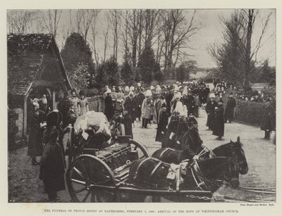 جنازة الأمير هنري من باتنبرج ، 5 فبراير 1896 ، وصول الجثة إلى كنيسة ويبينجهام بواسطة مصور انجليزى