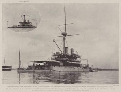 يتعارض عدم رؤية السفن الحربية ، ودمار HMS باللون الرمادي الجديد مع الهيكل الأسود المطلي السابق بواسطة مصور انجليزى