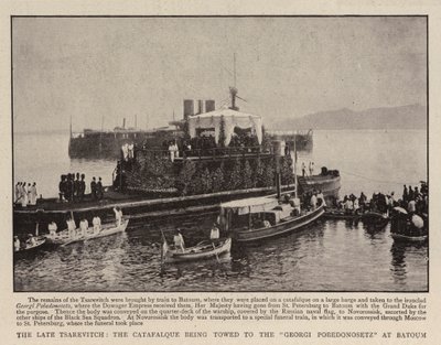 ال Tsarevitch المتأخر ، تم سحب Catafalque إلى Georgi Pobedonosetz في Batoum بواسطة مصور انجليزى
