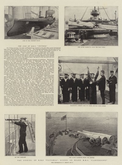 غرق HMS فيكتوريا ، مشاهد على متن HMS Camperdown بواسطة مصور انجليزى