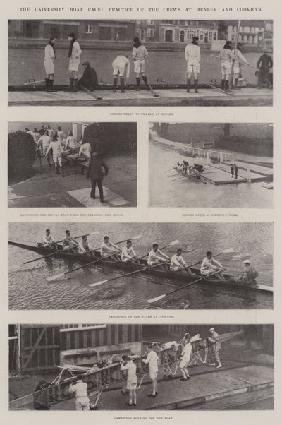 سباق القوارب الجامعية ، ممارسة الطاقم في Henley و Cookham بواسطة مصور انجليزى
