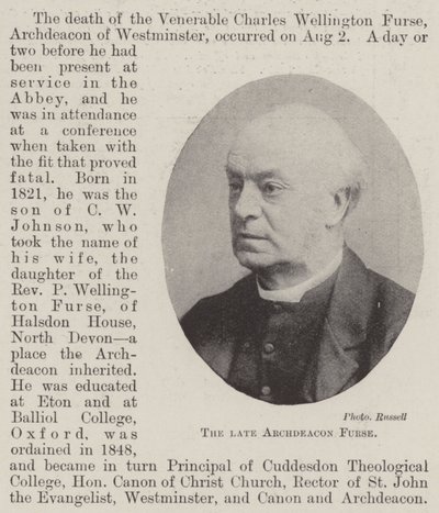 الراحل Archdeacon Furse بواسطة مصور انجليزى