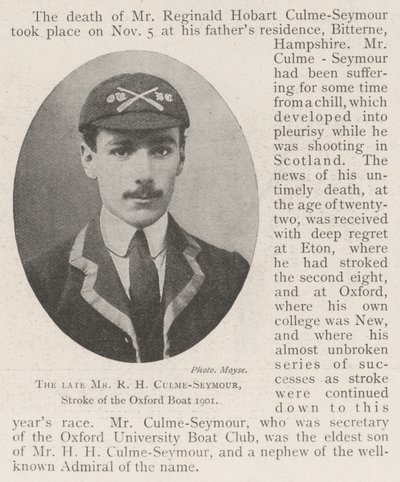 الراحل السيد RH Culme-Seymour ، شوط قارب أكسفورد 1901 بواسطة مصور انجليزى