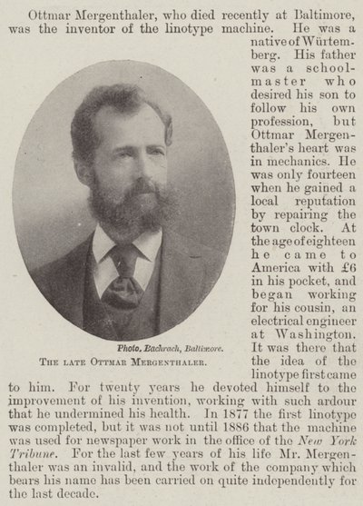 الراحل Ottmar Mergenthaler بواسطة مصور انجليزى