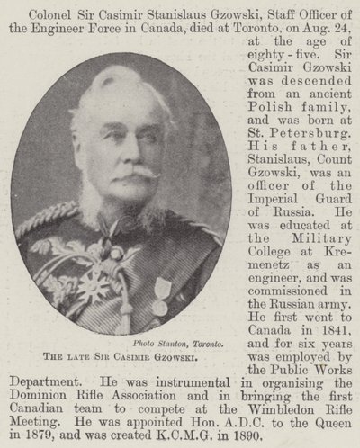 الراحل السير Casimir Gzowski بواسطة مصور انجليزى