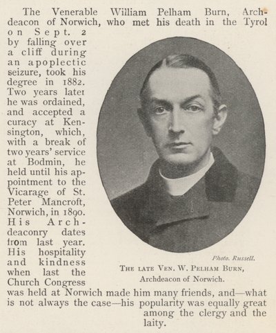 الراحل الجليل W Pelham Burn ، Archdeacon of Norwich بواسطة مصور انجليزى