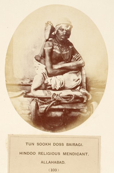 Tun Sookh Doss Bairago ، المتدين الديني الهندوسي ، الله أباد ، من شعب الهند ، بقلم جيه فوربس واتسون ، تم نشره عام 1868 (طبعة زيلية) بواسطة مصور انجليزى