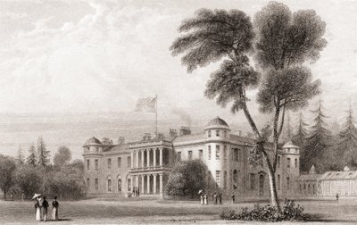 منظر من القرن التاسع عشر لـ Goodwood House ، غرب ساسكس ، جنوب إنجلترا. من Churton