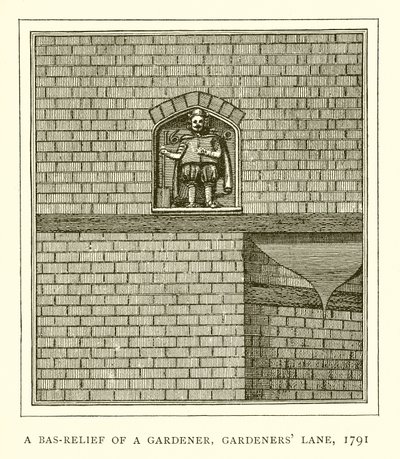 نقش بارز من بستاني ، Gardeners Lane ، 1791 بواسطة مدرسة اللغة الإنجليزية