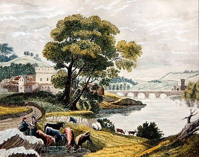 منظر طبيعي كلوديان ، حوالي عام 1825 (ألوان مائية على ورق) بواسطة مدرسة اللغة الإنجليزية