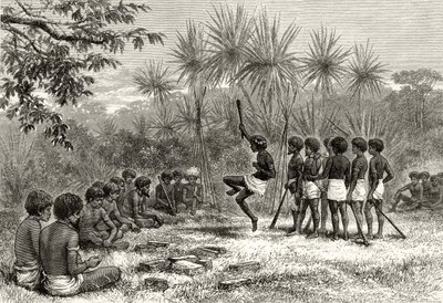 A Corroboree ، c.1880 ، من "الصور الأسترالية" بقلم هوارد ويلوبي ، نشرته جمعية المسالك الدينية ، لندن ، 1886 بواسطة مدرسة اللغة الإنجليزية