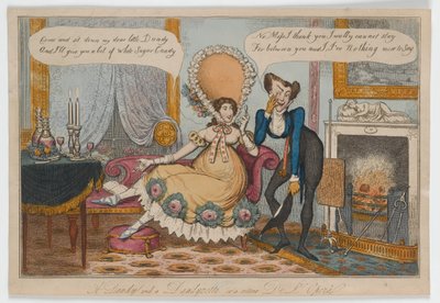Dandy and Dandyzette or retour De LOpera، c.1820 (نقش يدوي اللون) بواسطة مدرسة اللغة الإنجليزية