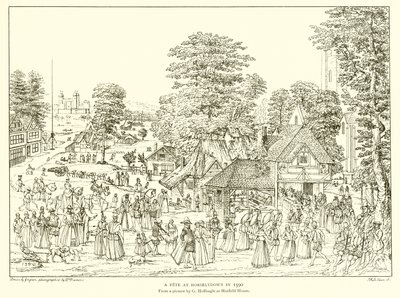 A Fete at Horselydown عام 1590 بواسطة مدرسة اللغة الإنجليزية