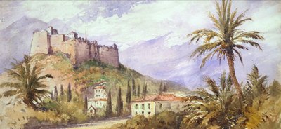 قلعة هيل في جبال الأطلس ، حوالي 1860-1870 (ألوان مائية على ورق) بواسطة مدرسة اللغة الإنجليزية