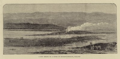 A Hot Spring in a River in Reykholtsdalur, Iceland (engraving) بواسطة مدرسة اللغة الإنجليزية