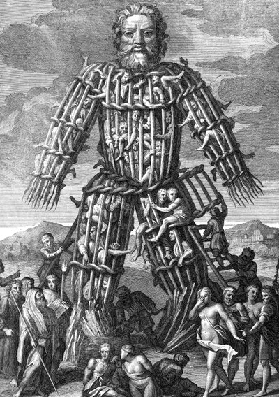 ضخم ضخم مصنوع من Osier Twigs ، حيث أحرق الرجال أحياء على شرف الآلهة ، نقشها كورنيليس هيبرتس ، توضيح لتعليقات قيصر مترجمة إلى الإنجليزية بواسطة وليام دنكان ، بواسطة مدرسة اللغة الإنجليزية