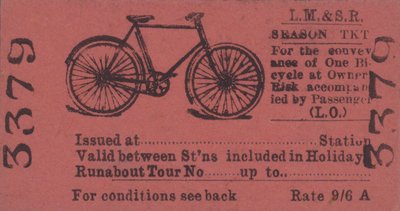 A London, Midland and Scottish Railway season ticket for travel with a bicycle (litho) بواسطة مدرسة اللغة الإنجليزية