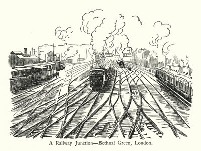 A Railway Junction, Bethnal Green, London (litho) بواسطة مدرسة اللغة الإنجليزية