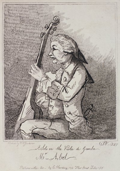 كارل منفرد على فيولا دا جامبا ، كارل فريدريش أبيل (1723-1787) منقوش بواسطة ويليام نيلسون جاردنر (1766-1814) 1787 بواسطة مدرسة اللغة الإنجليزية