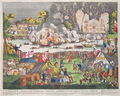 نظرة على Naumachy والألعاب النارية والمعرض في Hyde Park على شرف السلام ، نشرها G. Thompson ، 1814 بواسطة مدرسة اللغة الإنجليزية