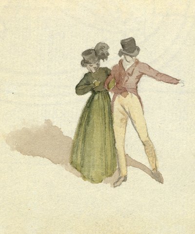تمشي زوجين ، 1825 ج (مرحاض على ورق) بواسطة مدرسة اللغة الإنجليزية