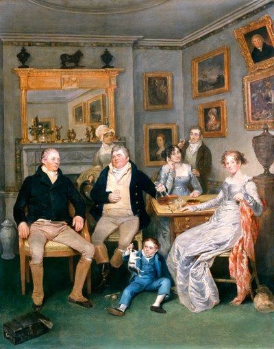 مشهد عائلي في الداخل ، c.1815-20 بواسطة English School