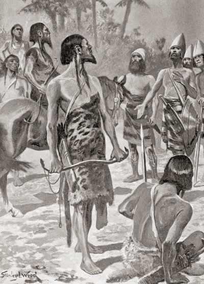 لقاء بين مؤسسي قرطاج الصوريين والزعماء الليبيين ، من تاريخ الأمم في هاتشينسون ، سنة 1915 بواسطة مدرسة اللغة الإنجليزية