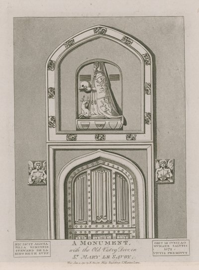 نصب تذكاري مع باب الصالة القديم في St Mary le Savoy بواسطة مدرسة اللغة الإنجليزية