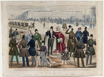 منظر في ريجنتس بارك ، لندن ، يظهر أزياء الشتاء في 1840 و 1841 ، نشره B.Read & Co ، 1840 (أكواتنت على الورق) بواسطة مدرسة اللغة الإنجليزية