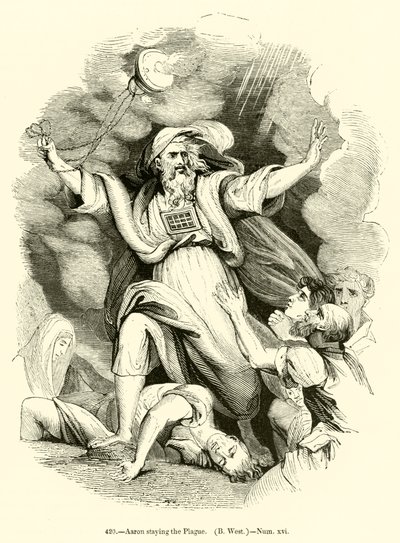 Aaron staying the Plague ، B West ، أرقام xvi (نقش) بواسطة مدرسة اللغة الإنجليزية
