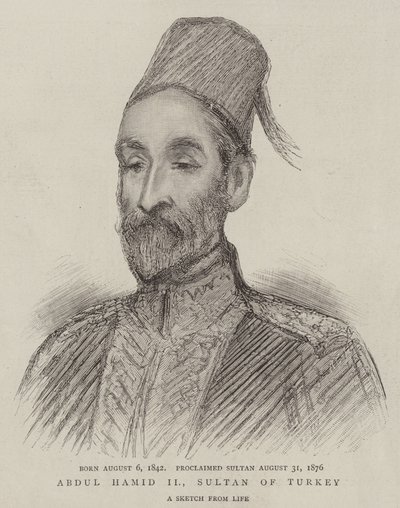 Abdul Hamid II, Sultan of Turkey (engraving) بواسطة مدرسة اللغة الإنجليزية
