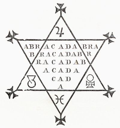 Abracadabra ، من أساطير Ingoldsby أو Mirth and Marvels ، بقلم توماس إنغولدسبي ، نُشر في عام 1865 بواسطة مدرسة اللغة الإنجليزية
