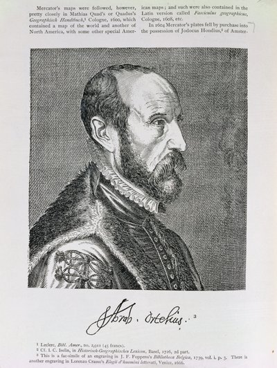 أبراهام أورتيليوس (1527-98) التوضيح من المجلد الرابع من "السرد والتاريخ النقدي لأمريكا" ، 1886 بواسطة مدرسة اللغة الإنجليزية