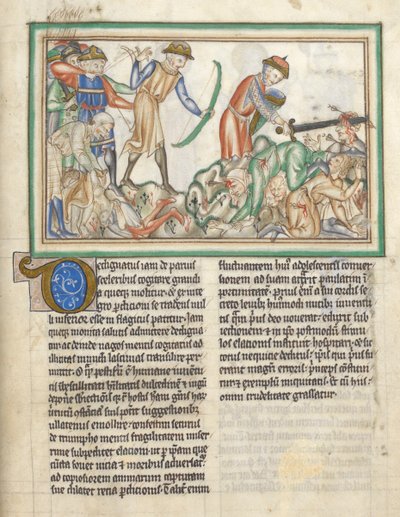 أضف 35166 f.35 أشخاص يقتلون ، مشاهد من الكتاب المقدس من نهاية العالم لسانت جون ، نهاية العالم باللاتينية مع تعليق (حبر ولون على ورق) بواسطة مدرسة اللغة الإنجليزية