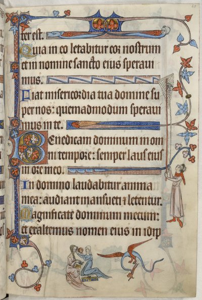 يضيف. 42130 ، ص .63 سيدة في مرحاضها ، رسم توضيحي من "The Luttrell Psalter" ، حوالي ١٣٢١-٣٥ (ورق) بواسطة مدرسة اللغة الإنجليزية