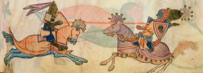 أضف 42130 ص 82 تفاصيل تبارز فارسان ، من "Luttrell Psalter" ، حوالي 1325 - 35 (ورق رَق) بواسطة مدرسة اللغة الإنجليزية