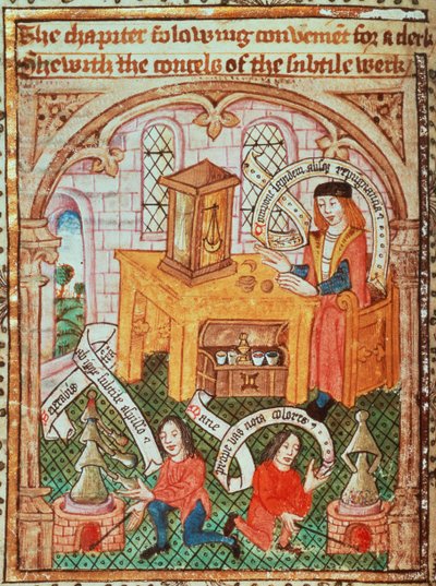 أضف MS 10302 f.37v Alchemy master مكونات التحضير ، من "Ordinal of Alchemy" بواسطة Thomas Norton ، c.1477 (ورق) بواسطة مدرسة اللغة الإنجليزية