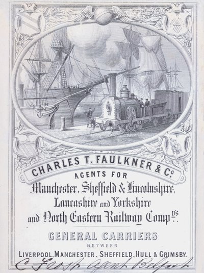 Advertisement for Charles T Faulkner and Company, agents for railway companies (litho) بواسطة مدرسة اللغة الإنجليزية