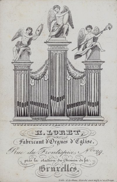 Advertisement for H Loret, maker of church organs, Brussels, Belgium (litho) بواسطة مدرسة اللغة الإنجليزية